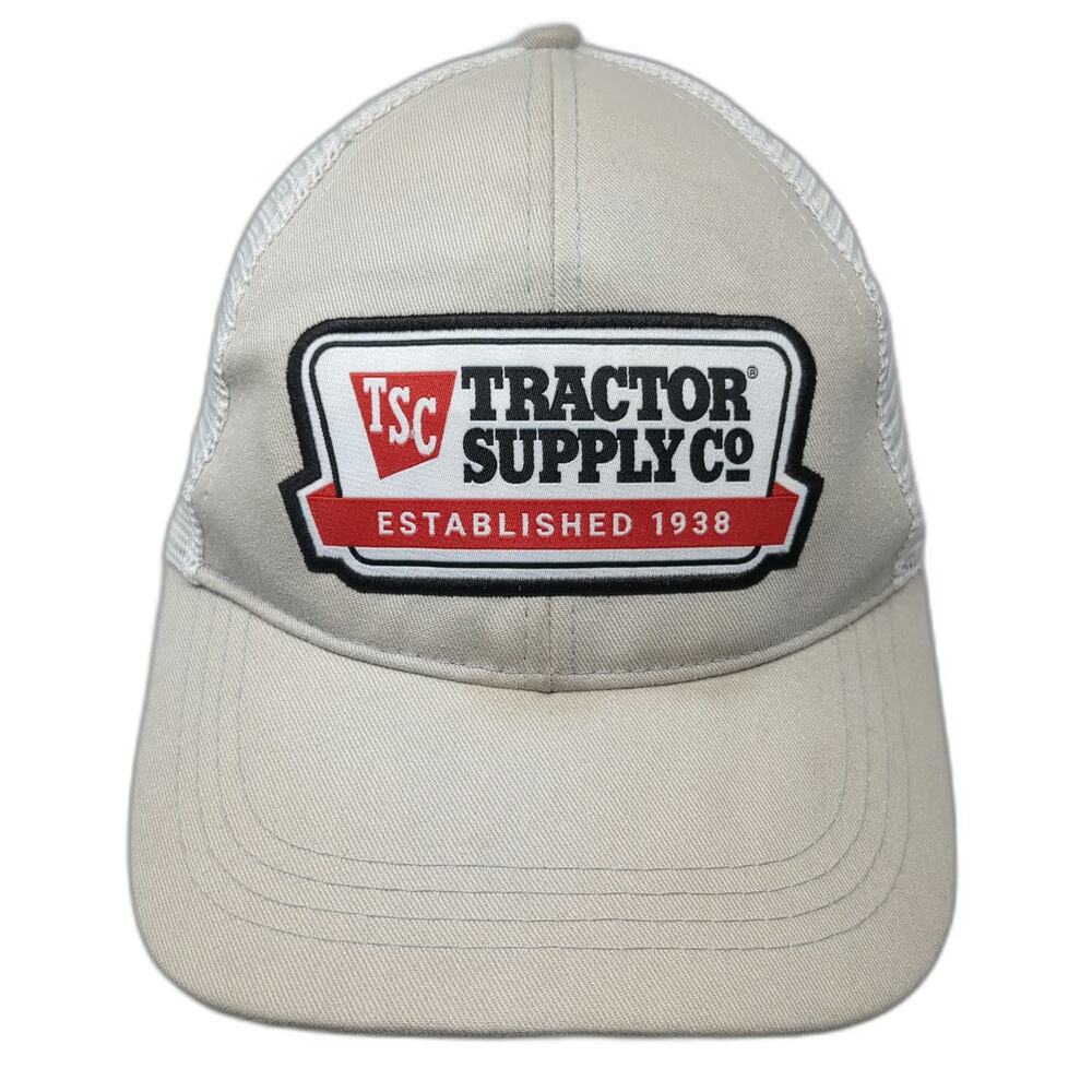 Tractor Supply Co Gray One Size Baseball Cap Strapback Mesh Patch Logo TSC Hat
